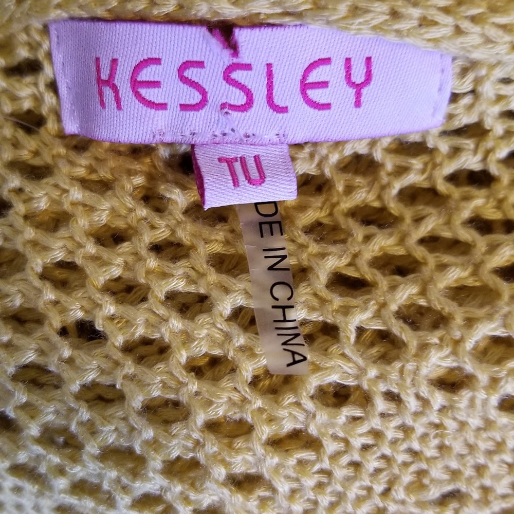 KESSLEY Yellow Sheer Mesh Sweater TU_5